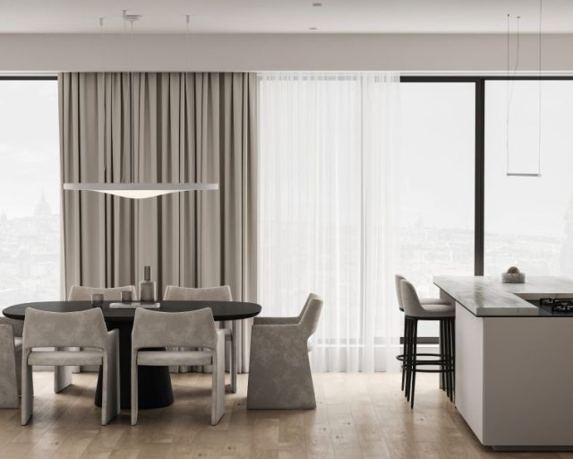 Porównanie materiałów używanych w szarych krzesłach: welur, tkanina, drewno i metal