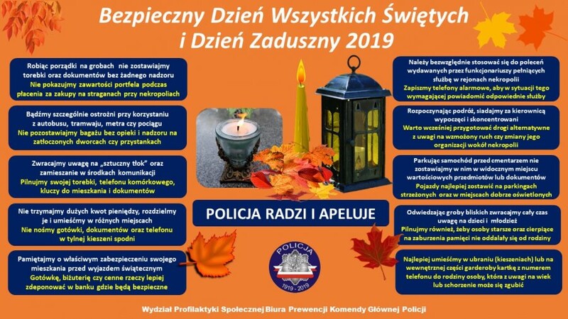 Bezpieczny Dzień Wszystkich Świętych i Dzień Zaduszny 2019