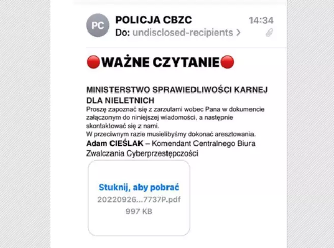 Oszuści podszywają się pod Komendanta Centralnego Biura Zwalczania Cyberprzestępczości / fot. śląska policja